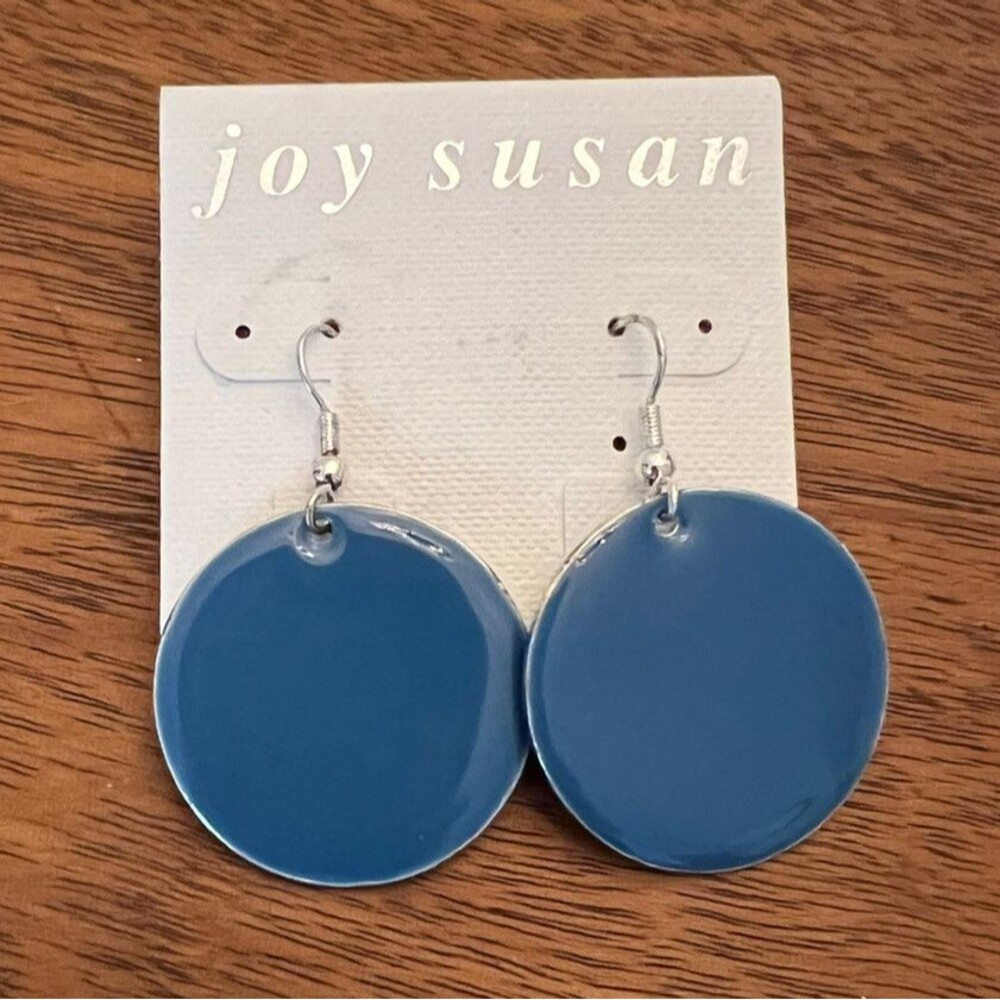 Joy Susan Earrings Disk Blue Circle Dangle